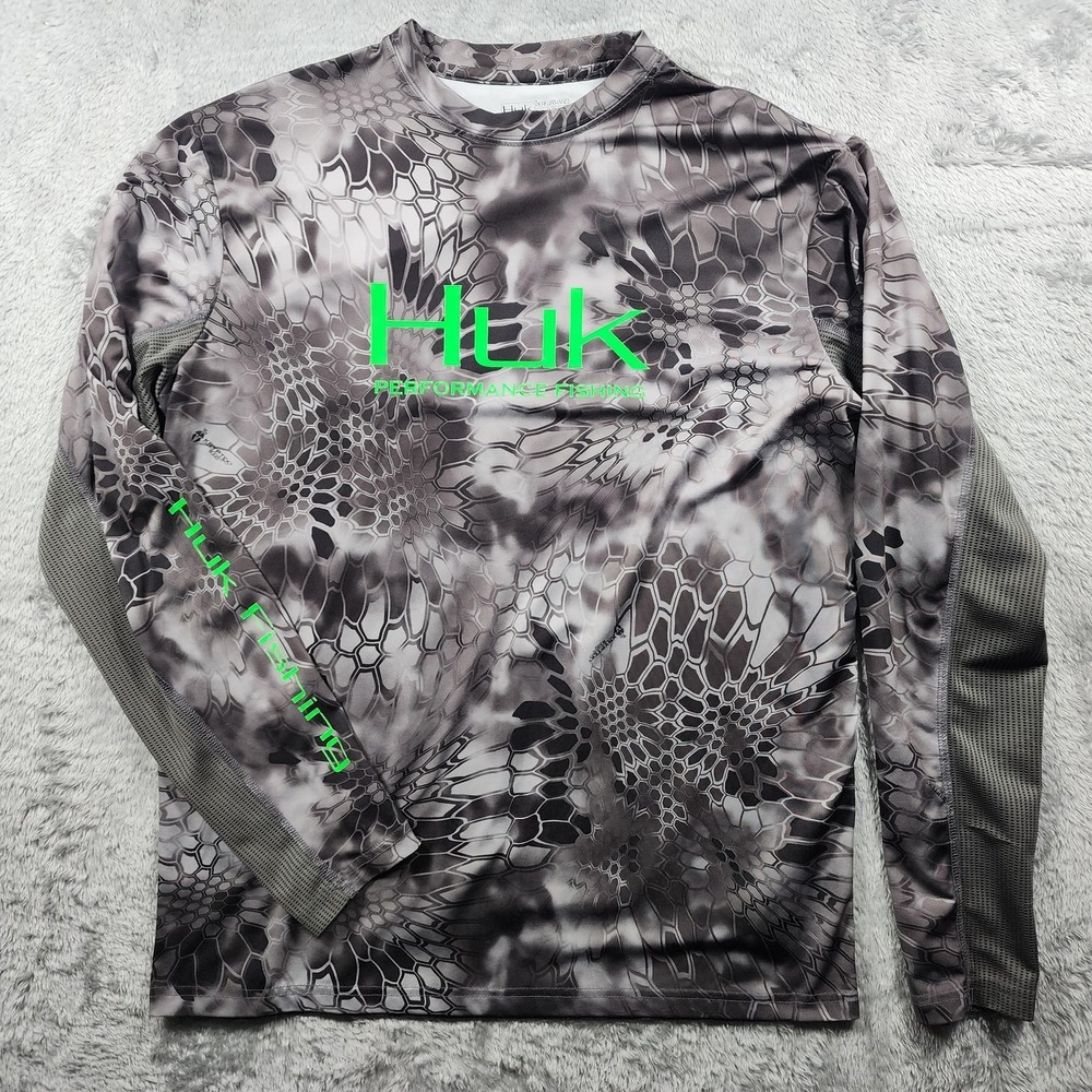Huk Shirt Mens Small Kryptek Raid Camo Long Sleeve Performance Fishing